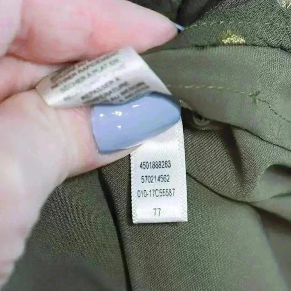 Chico's size 1 green w/gold thread dots;crushed velvet accents on shoulder lined - Picture 16 of 16